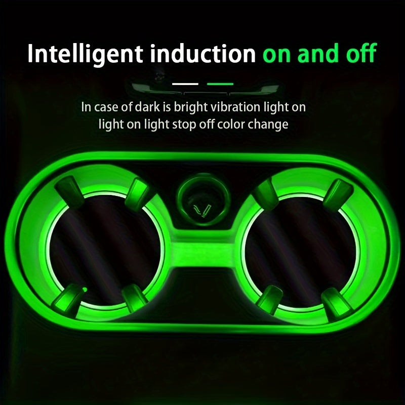 2 PCS LED Cup Holder Light - USB Rechargeable Waterproof Ambient Lighting