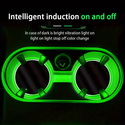 2 PCS LED Cup Holder Light - USB Rechargeable Waterproof Ambient Lighting