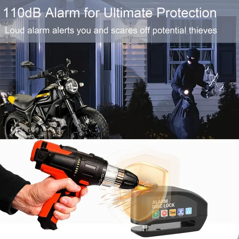 ✨High Decibel Smart Disc Brake Lock Dual Protection for Motorcycles Bikes and E Bikes