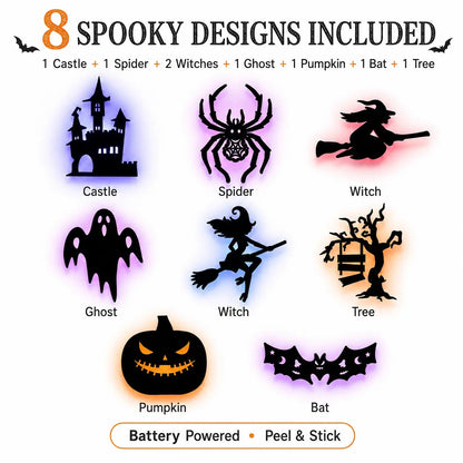 🔥30 PCS Halloween LED Silhouette Wall Light Stickers