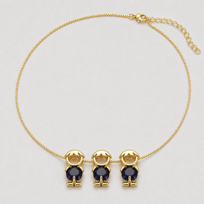 🔥Brass Custom Heart Birthstone Necklace With 1-6 Family Charms