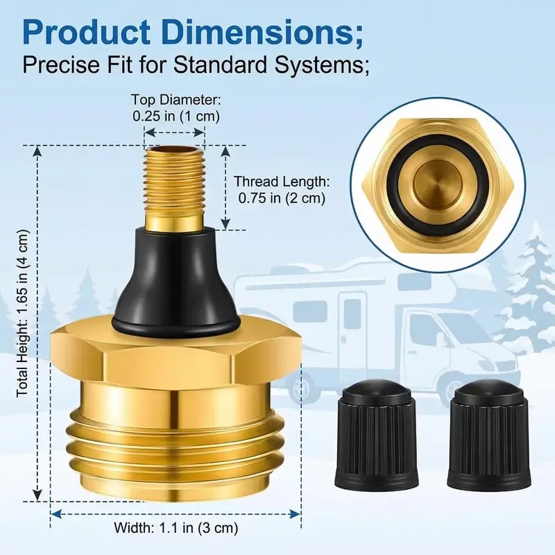 ✨2-Pcs Brass RV Blow Out Plugs with Drain Valve - Air Hose Friendly Home Care Supplies for Camping