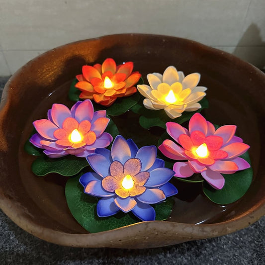 🔥Water Floating Lotus Flower Led Candle(6 of pack)