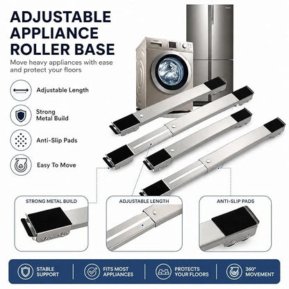 🎁2-Pack Heavy-Duty Adjustable Appliance Dolly Bases with 360° Wheels