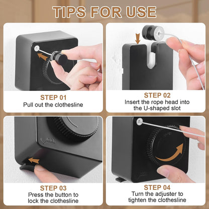 🔥Wall Mount Invisible Stainless Steel Washing Line with Slow Retraction Design🏠