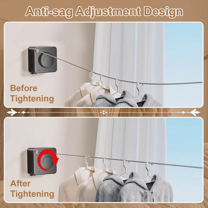 🔥Wall Mount Invisible Stainless Steel Washing Line with Slow Retraction Design🏠