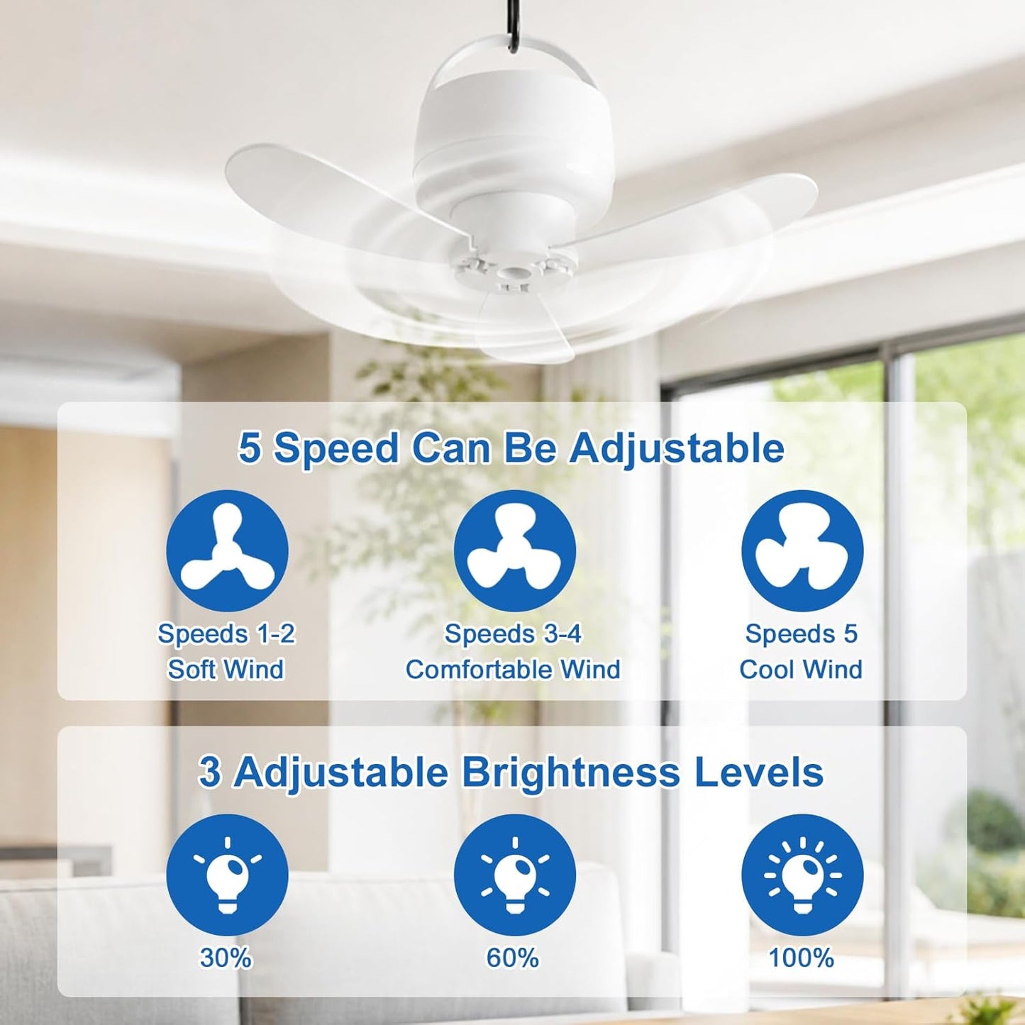 ✨Magnetic Ceiling Fan for Cruise, Small USB Rechargeable Portable Travel Fan with Ultra-Quiet Motor & LED Light