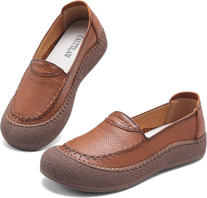 🔥 Women's Genuine Leather Slip On Loafers