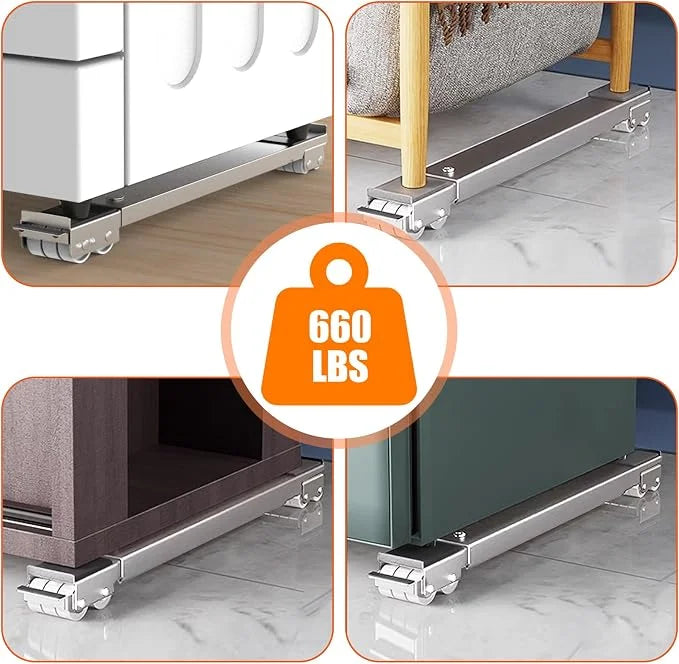 🎁2-Pack Heavy-Duty Adjustable Appliance Dolly Bases with 360° Wheels