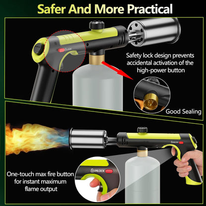 ✨Propane Torch – 1800°C Max Flame, One‑Button Ignition, Adjustable Heat, UL147 Safety Lock
