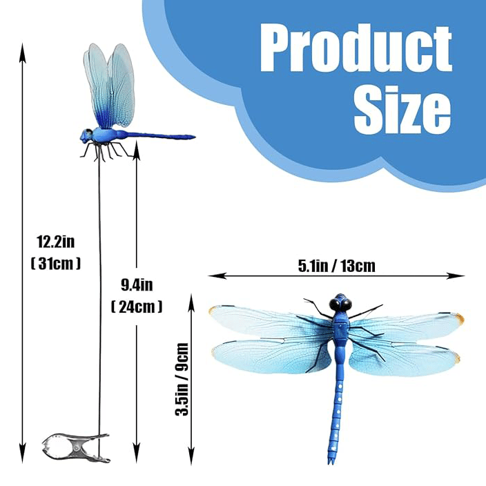 🎖️2026 Summer Hot Sale 49% OFF🔥24 Pack 3D Dragonfly Clips, Fake Dragonflies with Stakes
