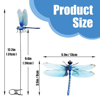 🎖️2026 Summer Hot Sale 49% OFF🔥24 Pack 3D Dragonfly Clips, Fake Dragonflies with Stakes