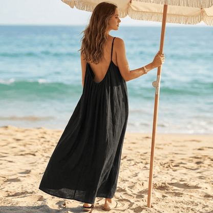 🔥LAST DAY SAEL 49% OFF!!💃Women's Solid Color Backless Cami Dress💕