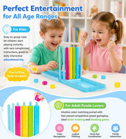 🎖️Mini Color Stack Challenge 🎯 – Portable Brain Teaser Travel Game with 40 Color Rings ✈️