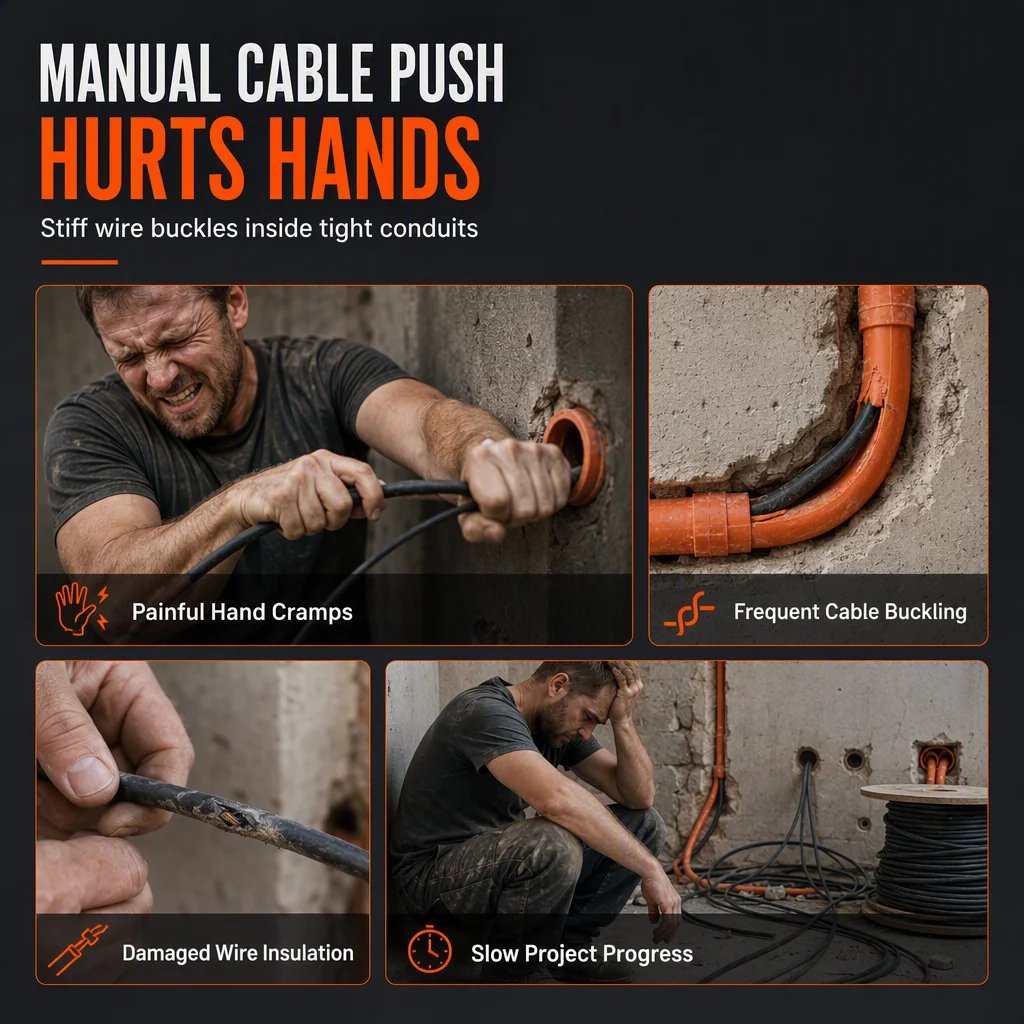 🔥🔌 Electrician Wire Threader Kit — Drill-Powered, Tension Control, Fast Wiring