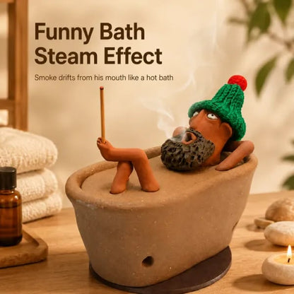 ✨ Lazy Bath Man Incense Burner 🛁🧘
