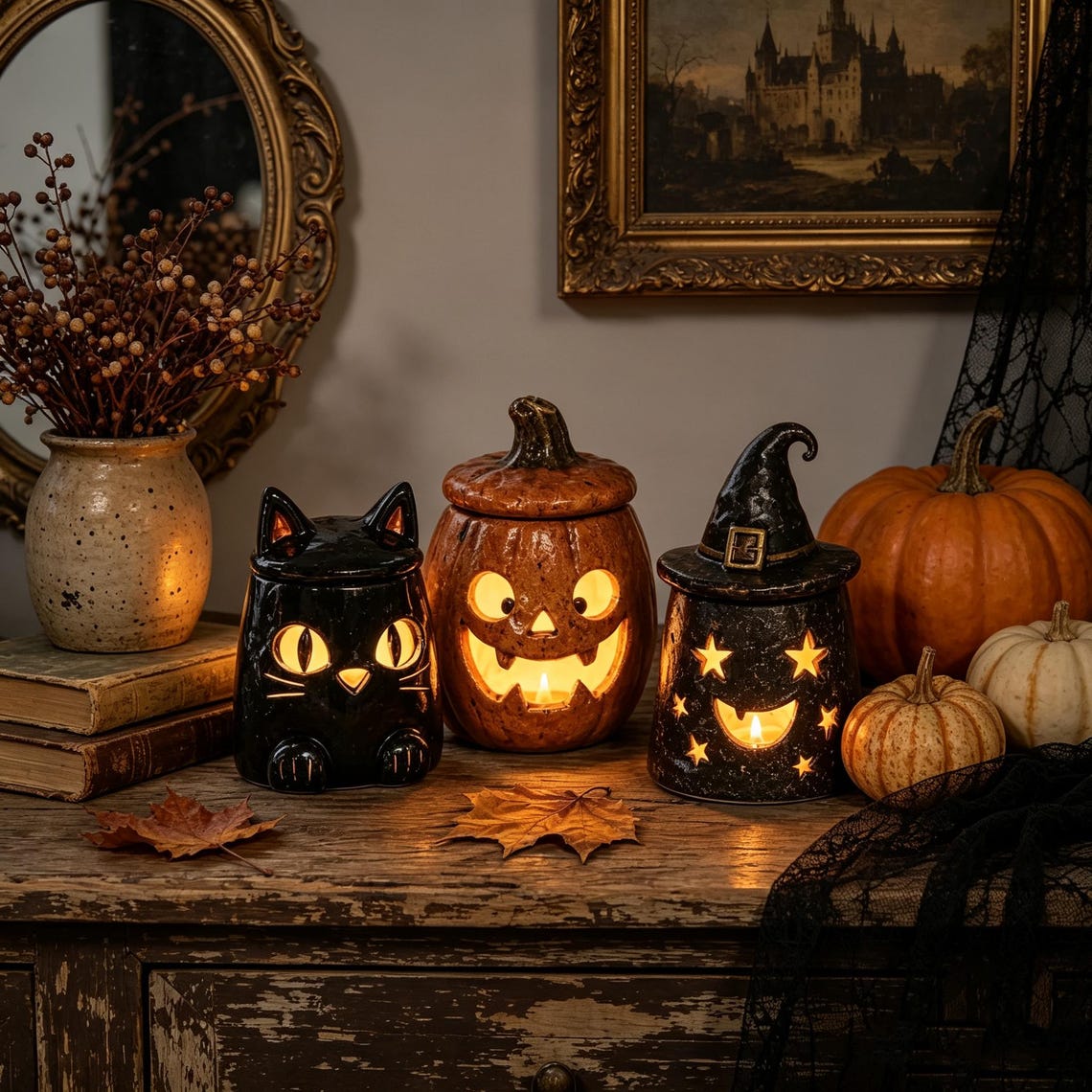🎖️Monster Tea Light Holder, Handmade Ceramic Halloween Candle Holder
