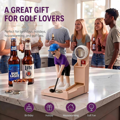 🎖️Golf Bottle Opener Game, Automatic Beer Cap Launcher & Catcher