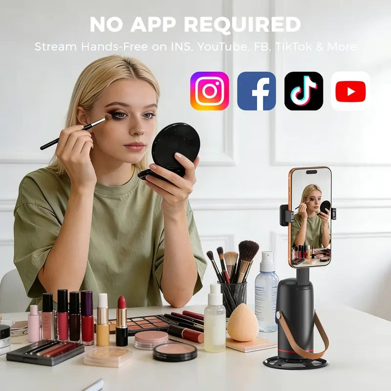 🎖️Auto Face Tracking Phone Holder with Gesture Control, 360° Auto Rotating