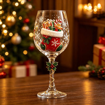 🎖️Christmas Wine Glass Collection Gift Box Set, Santa Christmas Wine Glass