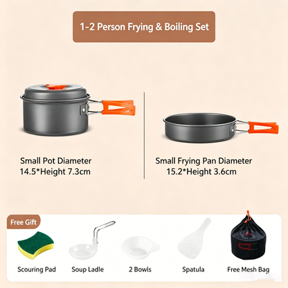 ✨HOT SALE 49% OFF🍳2026 Pro Outdoor Camping Cookware: 3-in-1 Ultra-Light Pots, Pans & Kettle Set! 🏕️🛒