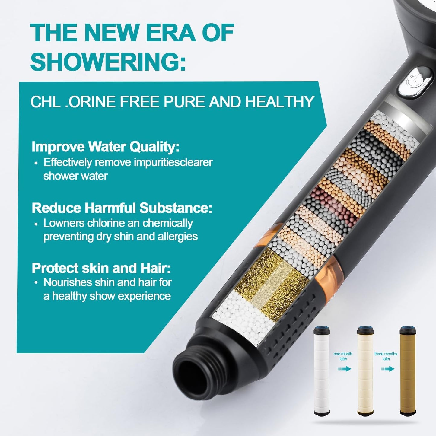 🎖️High Pressure Shower HeadS with Pause Switch 4 Spray Modes