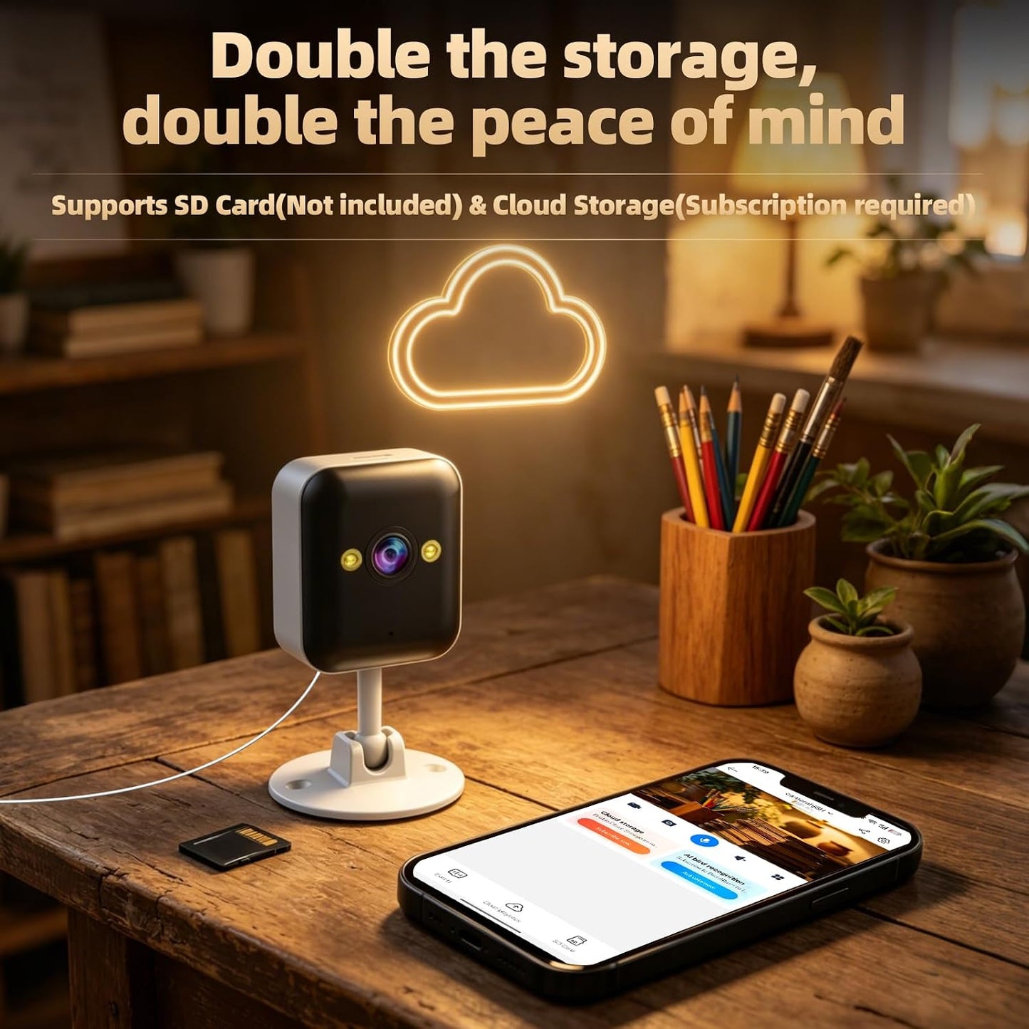 🎖️Indoor Outdoor Security Camera, 2.4G WiFi, IP66 Waterproof
