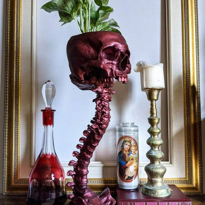 🎖️Resin Skull Planter Pot Gothic Home Decor Realistic Skull Shape Flower Pot