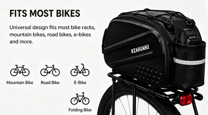 ✨RZAHUAHU Bike Rear Rack Bag, Waterproof Bicycle Trunk Pannier Bag
