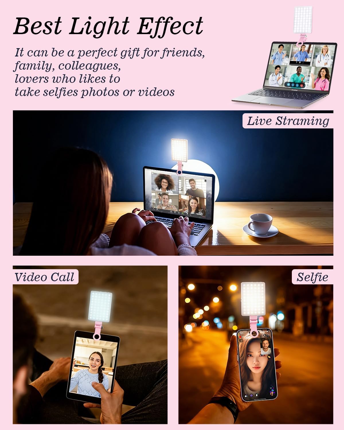 🎖️60 LED Portable Selfie Light Video Conference Lighting