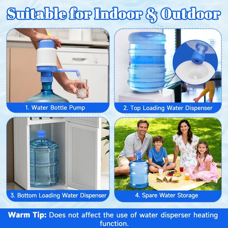 🎖️3 & 5 Gallon Water Jug Caps, Non-Spill Leak Free Silicone Covers for Indoor & Outdoor Use, BPA Free Food Grade - Pack of 3 summerwins