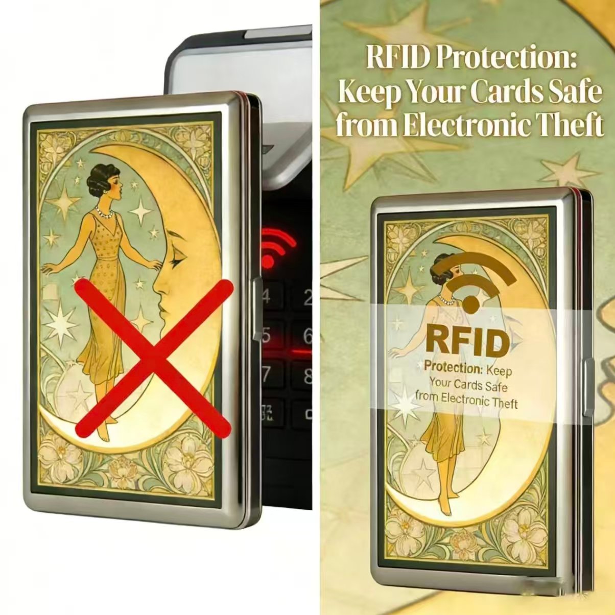 ✨🖤 Vintage Metal RFID Wallet Card Holder – Slim Credit Card Case for Women & Men 💳🔒