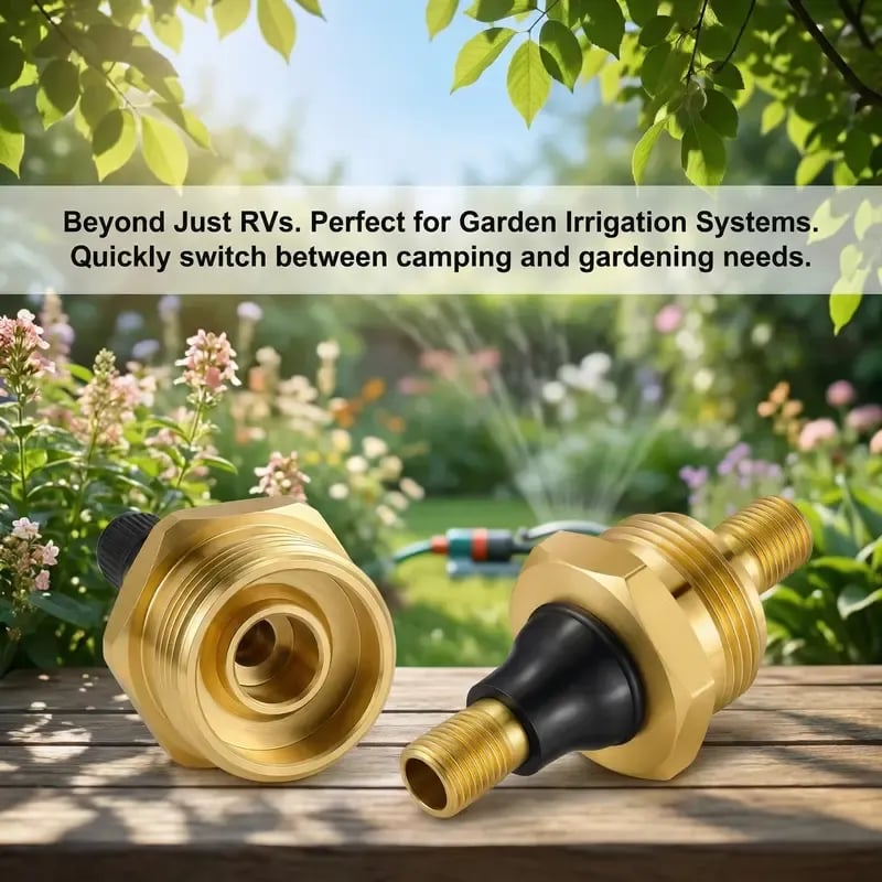 ✨2-Pcs Brass RV Blow Out Plugs with Drain Valve - Air Hose Friendly Home Care Supplies for Camping