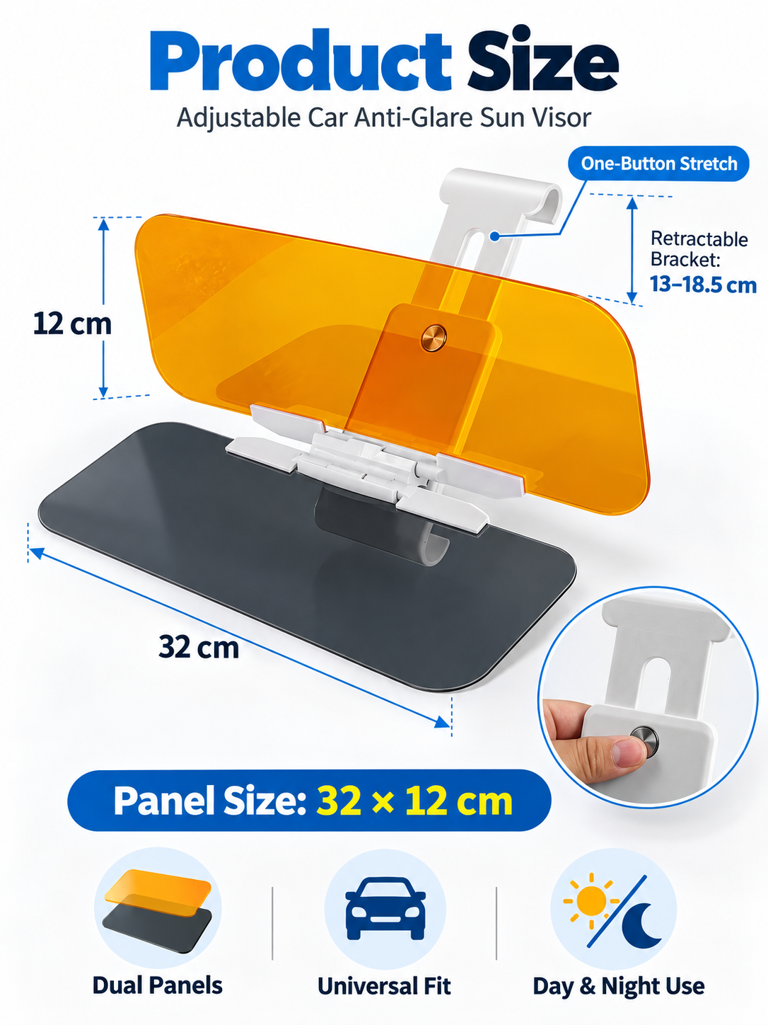 🔥Adjustable Car Anti-Glare Sun Visor • Day & Night Dual-Color Driving Shield