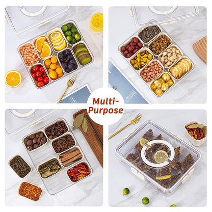 ✨🍒Divided Snack Box Container ,8 Grid Airtight Organizer for Fruits, Nuts & Candy🥨