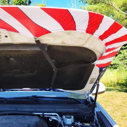 ✨🦅American Flag Car Hood Cover With Dual Triangle Clips Fits Trucks SUVs Sedans Jeep Commemorative Edition