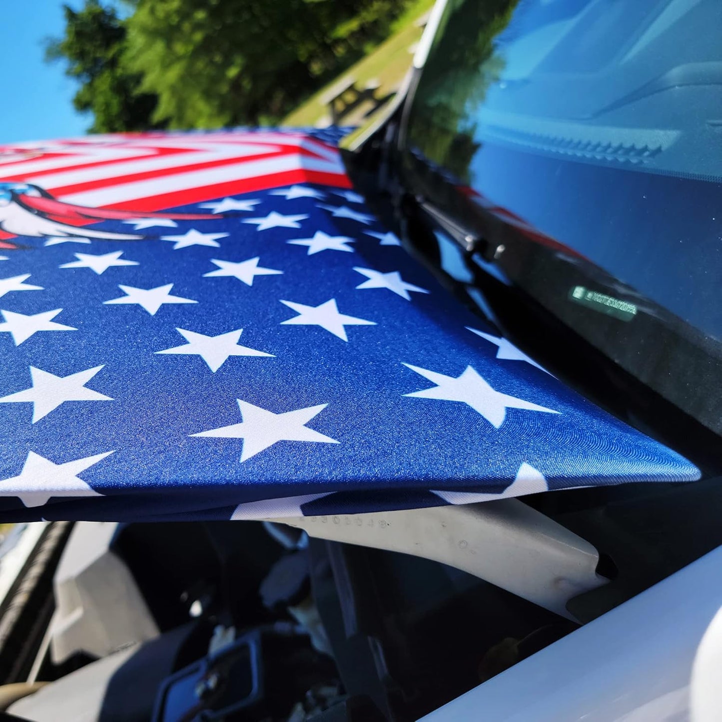 ✨🦅American Flag Car Hood Cover With Dual Triangle Clips Fits Trucks SUVs Sedans Jeep Commemorative Edition