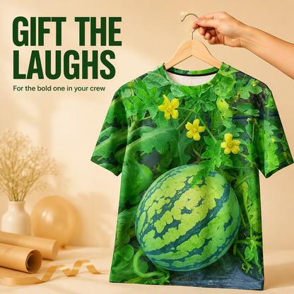 🔥🍉 Funny 3D Watermelon Belly T-Shirt – Summer Novelty Graphic Tee
