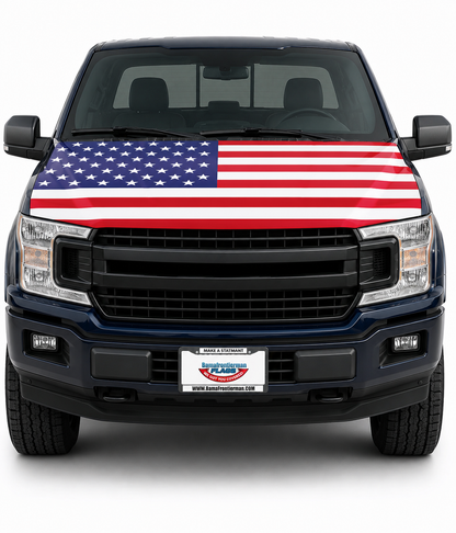 ✨🦅American Flag Car Hood Cover With Dual Triangle Clips Fits Trucks SUVs Sedans Jeep Commemorative Edition