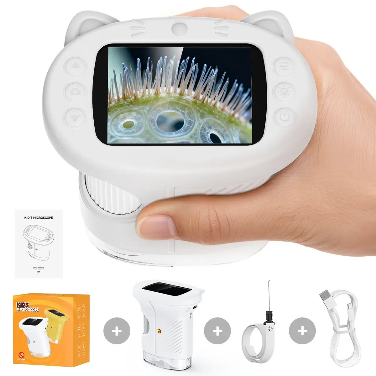 🔥【2026 Upgrade】1000X Handheld Microscope for Kids with 4K 2.0" Screen, Photo & Video Camera