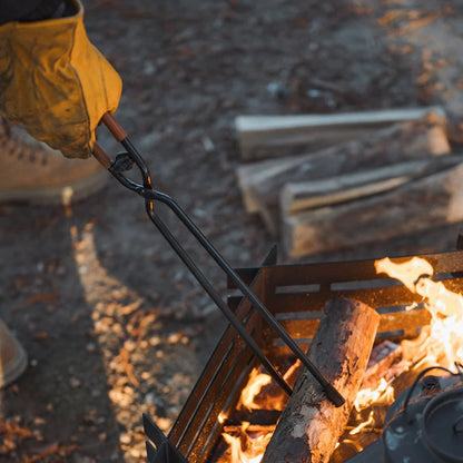 🎖️50% OFF - Camping Fire Tongs | Heavy-Duty Carbon Steel | Leather Sheath | Serrated Grip | Brown/Black Options