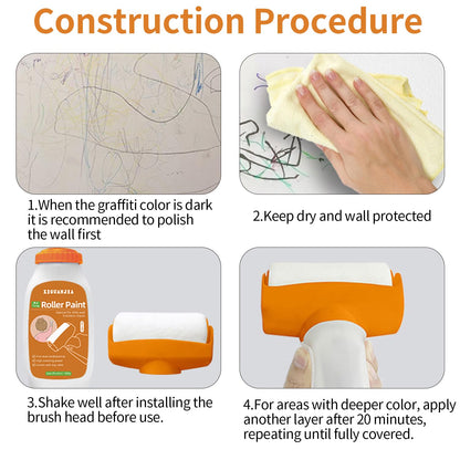 🔥Two-in-One Wall Repair Roller Paint—Effortless DIY Fixes!