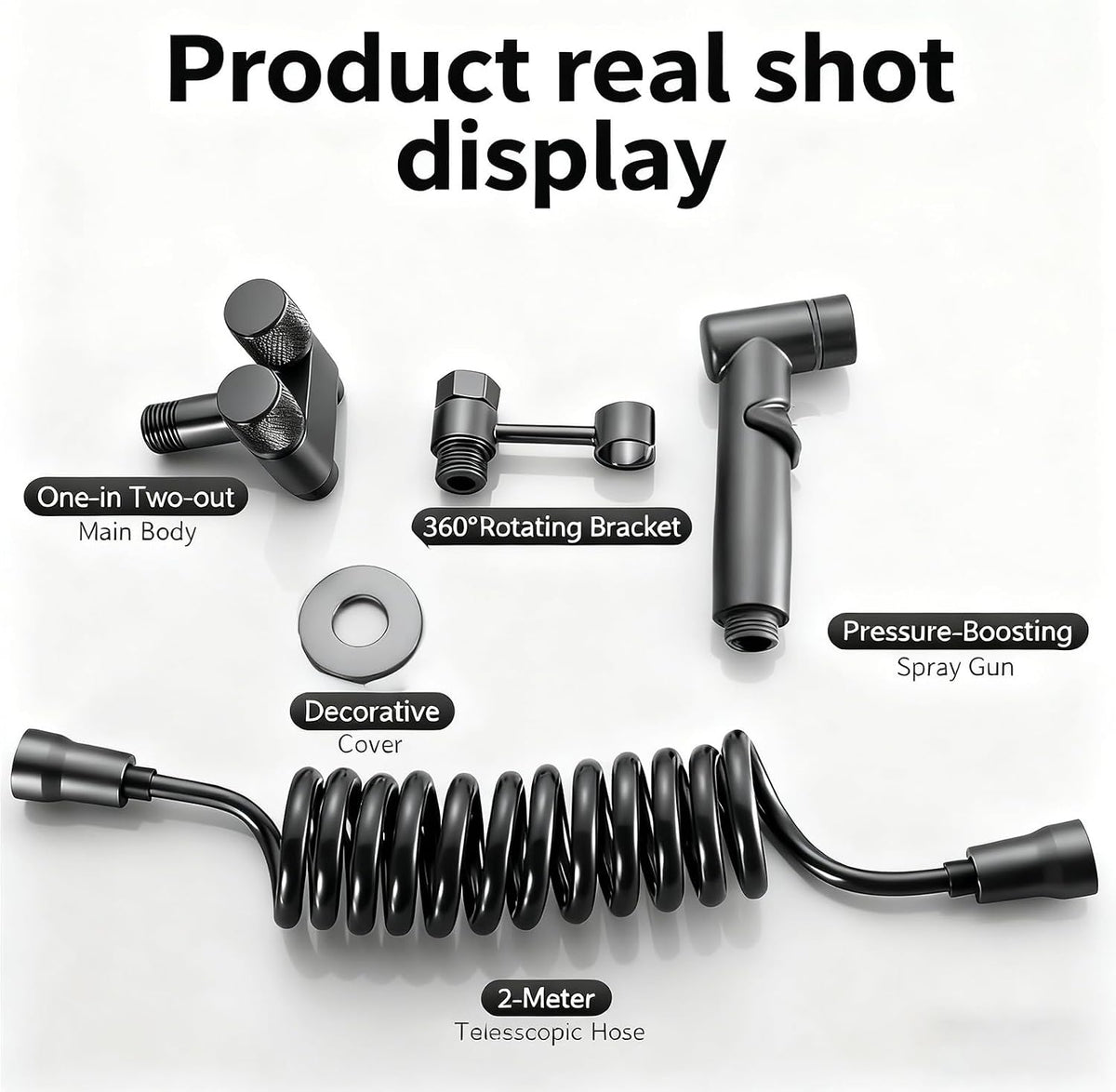 🔥 1-In-2-Handheld Out Dual Control Valve Bidet Sprayer for Toilet