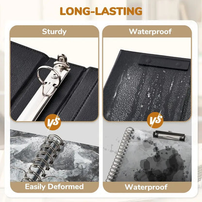 🎖️PU Leather 3-Ring Binder Clipboard with Storage & Magnetic Clip