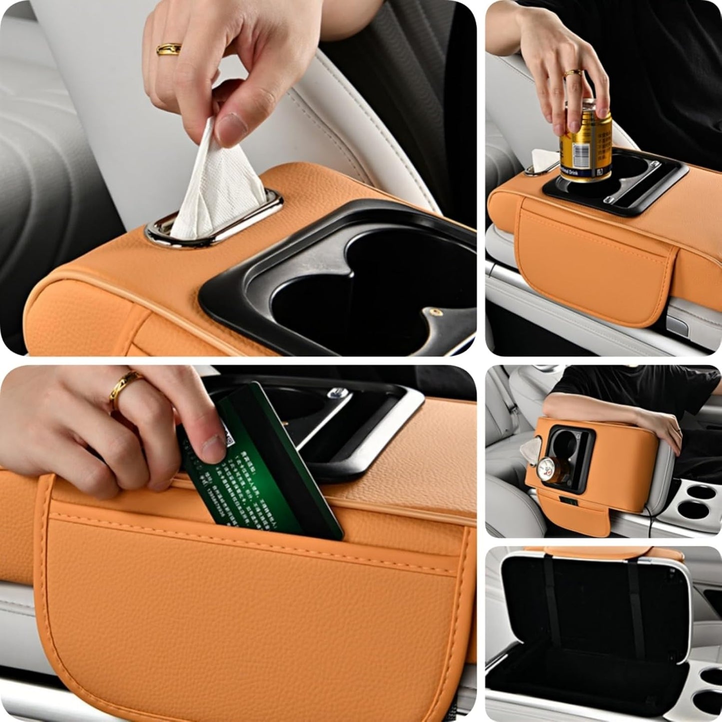 🎖️Car Armrest Pad with LED Starry Sky Light, Dual Type-C Charging Ports