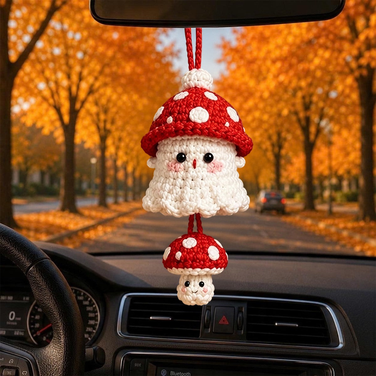 🎖️Halloween 2026 Crochet Ghost Car Charm, Handmade Mirror Accessory