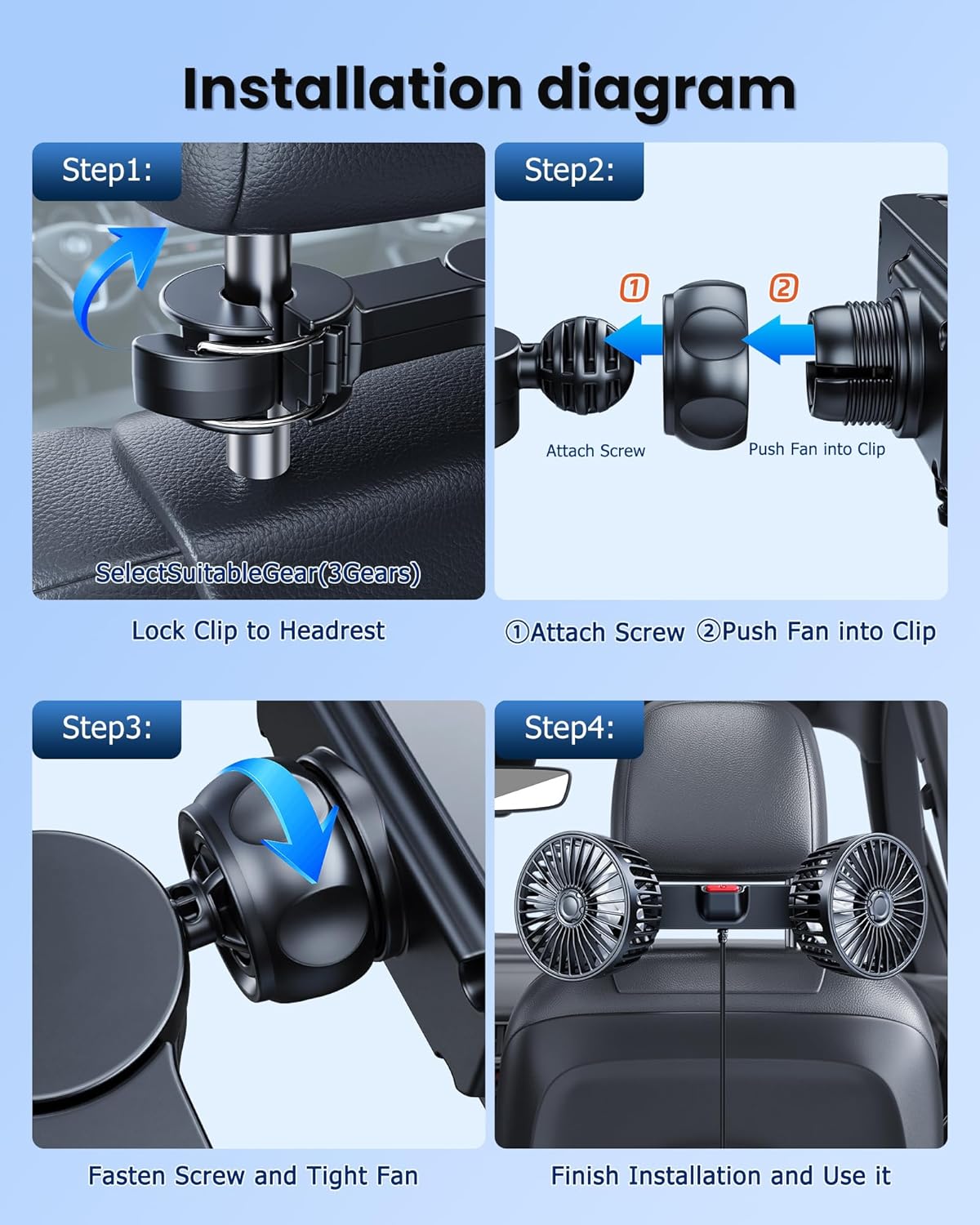 🎖️Car Seat Fan Summer Essential