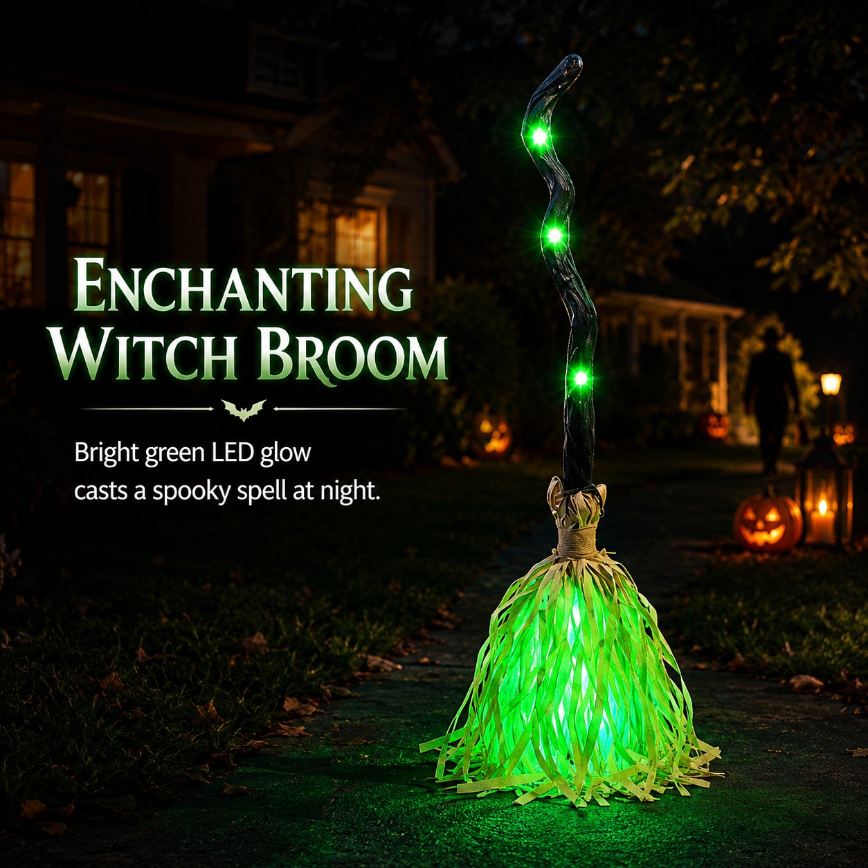 🔥 Magic Animated Witch Broom Halloween Decoration