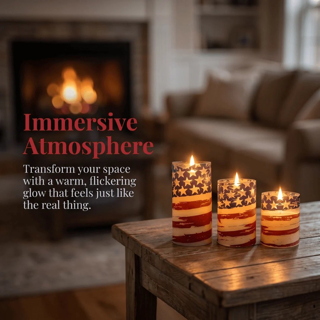 ✨3-Piece Set - Patriotic Flameless Candles (With Remote Control)