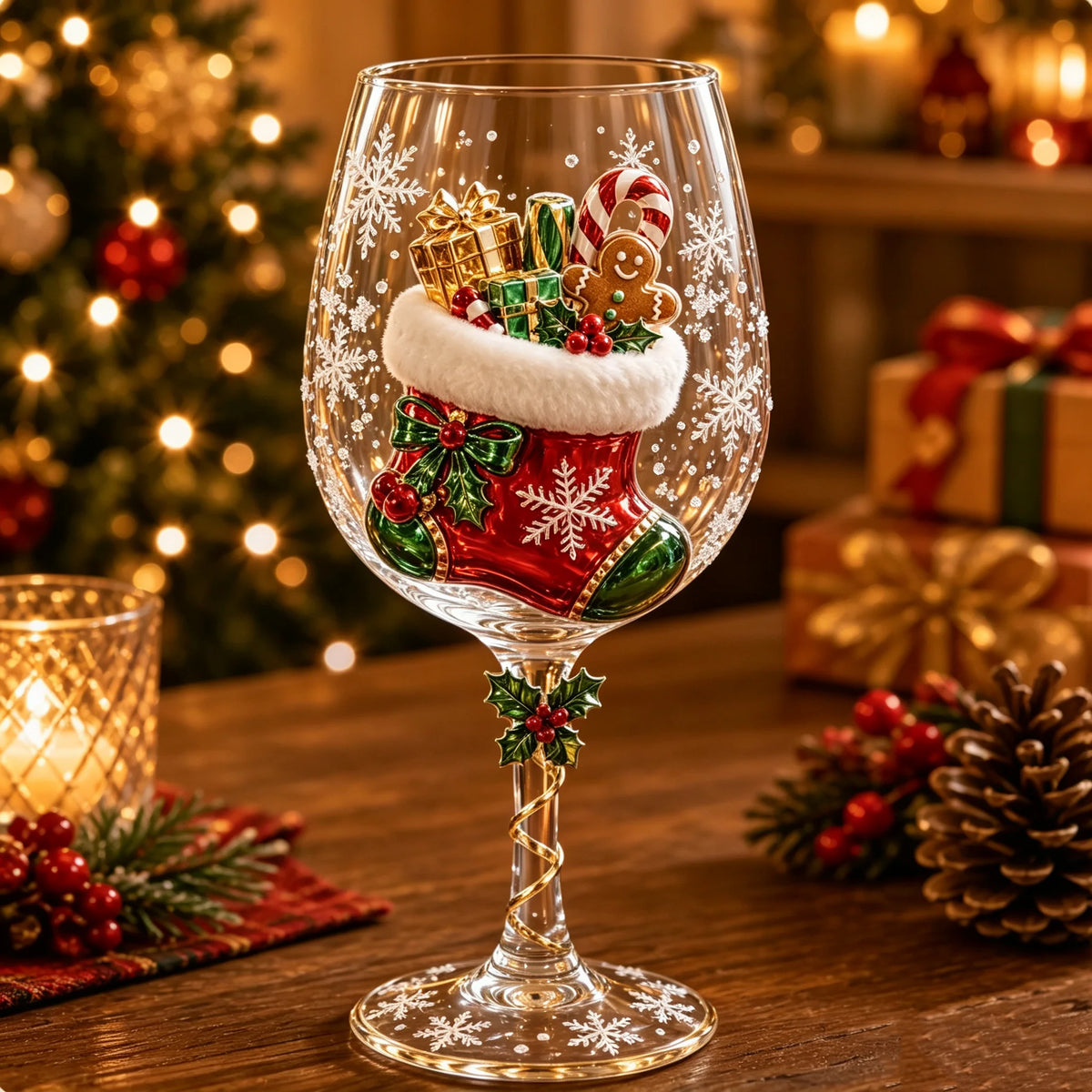🔥Christmas 3D Wine Glass Collection Gift Box Set✨